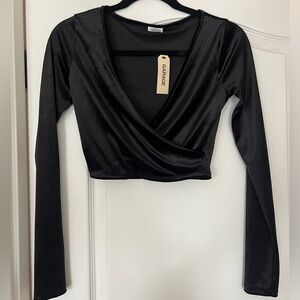 Garage Black Velvet Crop Top
